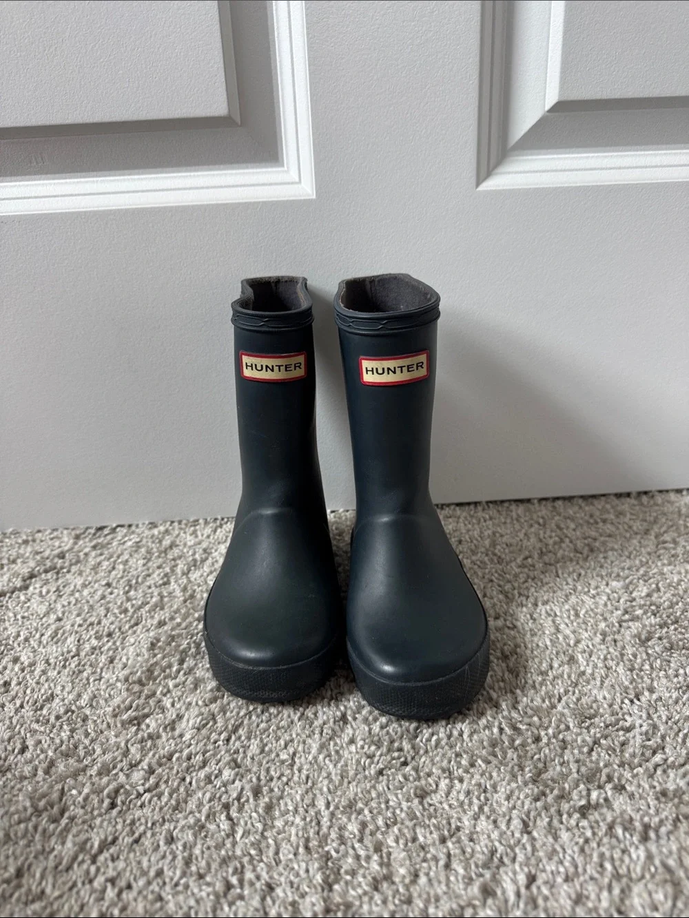 Hunter Matte Navy Blue/ Black  Kids' Short Rubber Rain Boots